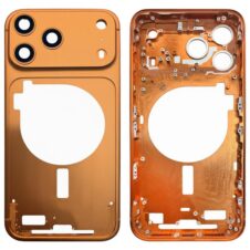 OEM Middle Frame Bezel with Camera Lens Cover Replacement for iPhone 17 Pro Orange