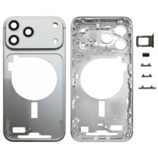 OEM Middle Frame Bezel Plate with Camera Lens Cover (Silver) for iPhone 17 Pro Max